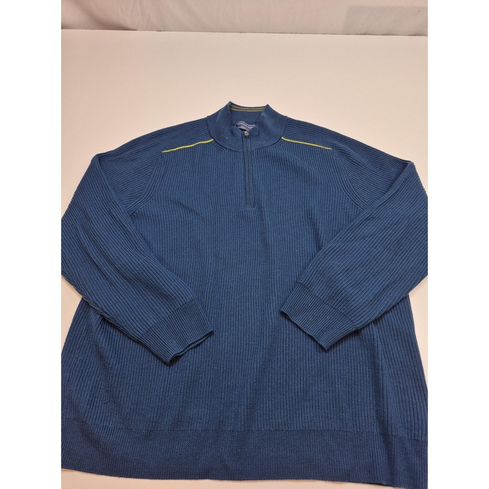Vineyard Vines Sweater Mens 2XL Blue Merino Wool 1/4 Zip Mock Neck Knit Pullover